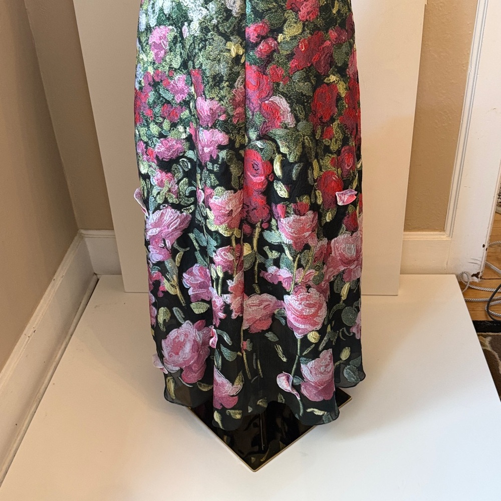 Oscar de la Renta Off-Shoulder Floral Maxi Dress in Black, Pink, Green - Picture 10 of 16